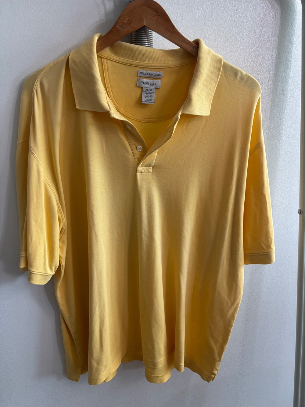 Van-Heusen Men's Yellow Polo Shirt XL 100% US PIMA COTTON